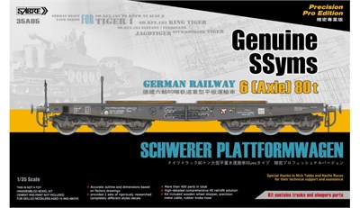 35A05  техника  и вооружение  German Railway Schwerer Plattformwagen SSyms 6 (Axle) 80t  (1:35) 6971889310044