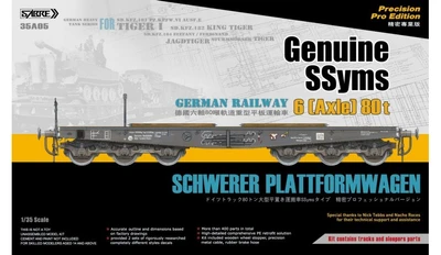 35A05  техника  и вооружение  German Railway Schwerer Plattformwagen SSyms 6 (Axle) 80t  (1:35) 6971889310044