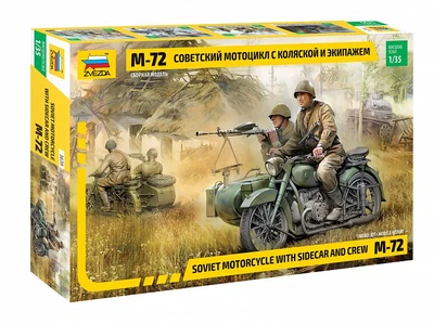 3639  техника и вооружение  Советский мотоцикл М-72 с коляской и экипажем  (1:35) 4600327036391