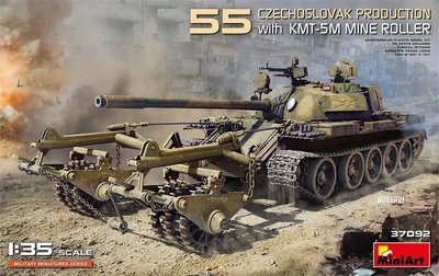 37092  техника и вооружение  Танк-55 CZECHOSLOVAK PRODUCTION with KMT-5M MINE ROLLER  (1:35) 4820183314468