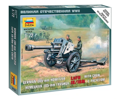 6121  техника и вооружение  Немецкая 105-мм гаубица (1:72) 4600327061218