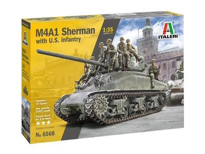 6568  техника и вооружение  M4A1 SHERMAN with U.S. infantry  (1:35) 8001283065689