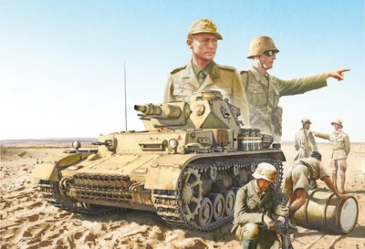 6593  техника и вооружение  Pz.Kpfw.IV F1/F2/G With Afrika Korps Infantry  (1:35) 8001283065931