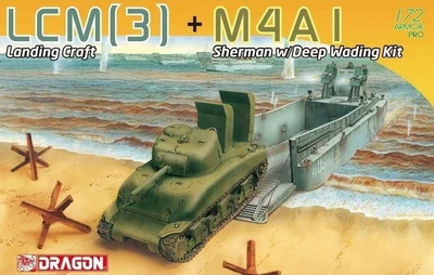 7516  техника и вооружение  LCM(3) Landing Craft + M4A1 Sherman w/deep wading kit (1:72) 89195875167