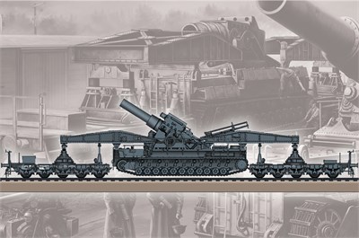 82961  техника и вооружение  German KARL-Geraet 040/041 on Railway Transport Carrier  (1:72) 6939319229618