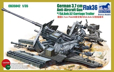 CB35042  техника и вооружение  German 3.7cm Flak 36 w/Sd.Ah.52 Carriage Trailer  (1:35) 4544032676506