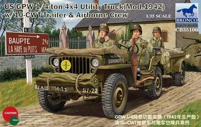 CB35106  техника и вооружение  US GPW 1/4ton 4×4 Utility Truck (Mod.1942) w/Trailer & Crew  (1:35) 4544032692315