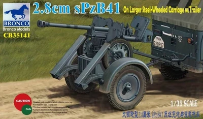CB35141  техника и вооружение  2.8cm sPzB41 on larger steel-wheeled carriage w/trailer  (1:35) 4544032729219