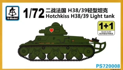 PS720008  техника и вооружение  Hotchkiss H38/39 Light Tank 1+1 Quickbuild  (1:72) 2000000192741
