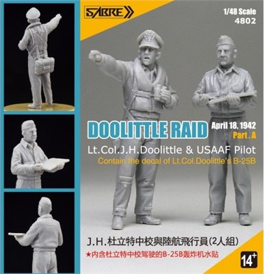 4802  фигуры  Doolittle Raid April 18, 1942 Part.A Lt.Col.J.H.Doolittle & USAAF Pilot -RESIN  (1:48) 2000000192185