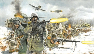 6151  фигуры  WWII German Infantry (Winter Uniform)   (1:72) 8001283061513