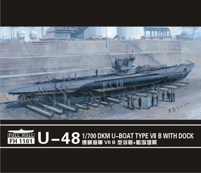 FH1101  флот  U-48 DKM U-Boat Type VII B with dock  (1:700) 6921970400024