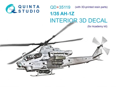 QD+35119  декали  3D Декаль интерьера кабины AH-1Z (Academy) (с 3D деталями)  (1:35) 2000002159018