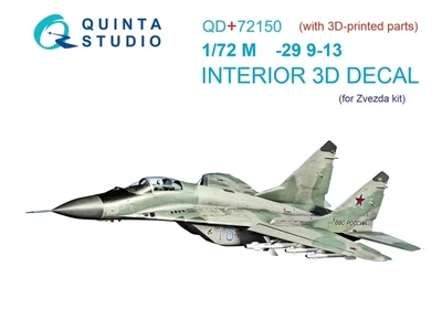 QD+72150  декали  3D Декаль интерьера M&G-29 9-13 (7278 Звезда) (с 3D-печатными деталями)  (1:72) 2000002169215