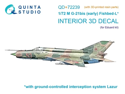 QD+72239  декали  3D интерьер кабины M&G-21БИС Ранний (с системой Лазурь-М) (Eduard)  (1:72) 2000002201830