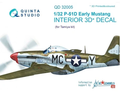 QD32005  декали  3D Декаль интерьера кабины  P-51D Early (Tamiya)  (1:32) 2000000167091