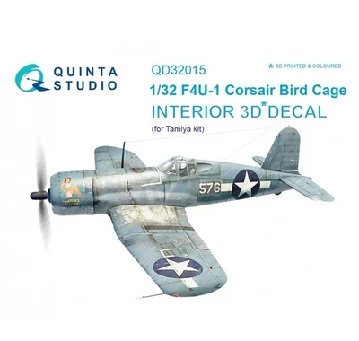 QD32015  декали  3D Декаль интерьера кабины F4U-1 Corsair (Bird cage) (Tamiya)  (1:32) 2000000223094
