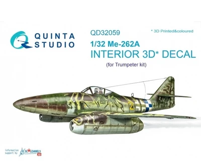 QD32059  декали  3D Декаль интерьера кабины Me-262A (Trumpeter)  (1:32) 2000000223520