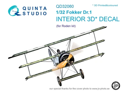 QD32060  декали  3D Декаль интерьера кабины Fokker Dr.1 (для модели Roden)  (1:32) 2000000226101