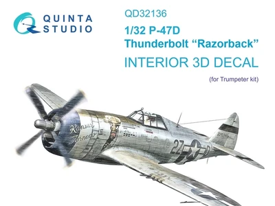 QD32136  декали  3D Декаль интерьера кабины P-47D Thunderbolt "Razorback" (Trumpeter)  (1:32) 2000002137795