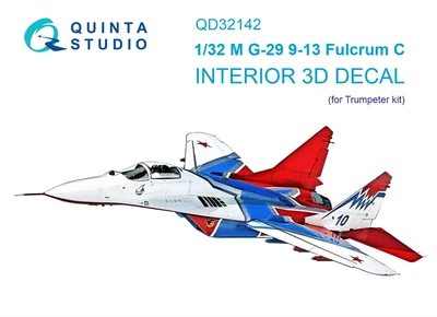 QD32142  декали  3D Декаль интерьера M&G-29 9-13 (Trumpeter)  (1:32) 2000002053095