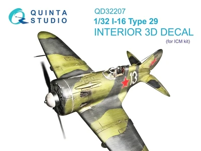 QD32207  декали  3D Декаль интерьера кабины И-16 тип 29 (ICM)  (1:32) 2000002170358