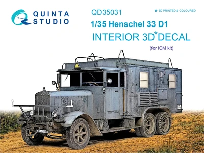 QD35031  декали  3D Декаль интерьера кабины Henschel 33 D1 (ICM)  (1:35) 4580702136956