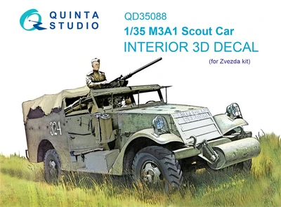 QD35088  декали  3D Декаль интерьера кабины M3A1 Scout (Zvezda)  (1:35) 2000002134978