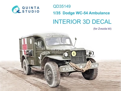 QD35149  декали  3D Декаль интерьера кабины Dodge WC-54 Ambulance (Звезда)  (1:35) 2000002183877