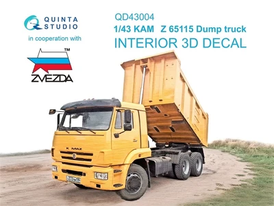 QD43004  декали 3D Декаль интерьера кабины КМЗ 65115 Самосвал (Звезда)  (1:43) 2000002202141