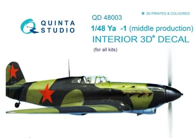 QD48003  декали  3D Декаль интерьера кабины Y@K-1 (средние серии) (All kits)  (1:48) 2000000173009