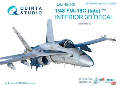 QD48040  декали  3D Декаль интерьера кабины F/A-18C (Late) (Kinetic)  (1:48) 2000000163659