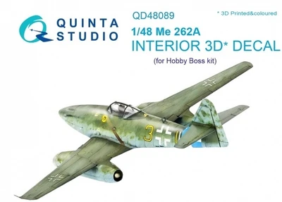 QD48089  декали  3D Декаль интерьера кабины Me-262A (HobbyBoss)  (1:48) 2000000223131