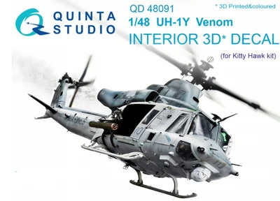 QD48091  декали  3D Декаль интерьера кабины UH-1Y Venom (Kitty Hawk)  (1:48) 2000000179971