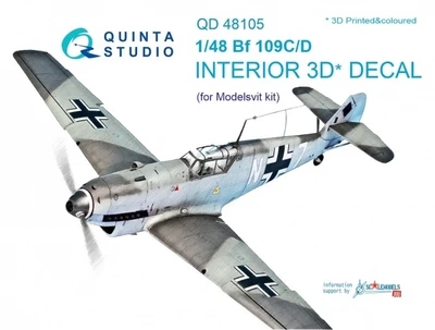 QD48105  декали  3D Декаль интерьера кабины Bf 109C/D (Modelsvit)  (1:48) 2000000223162