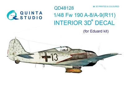 QD48128  декали  3D Декаль интерьера кабины Fw 190 A-8/A-9 (R11) (Eduard)  (1:48) 2000000223261