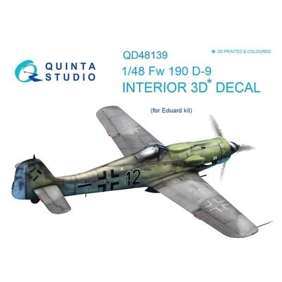 QD48139  декали  3D Декаль интерьера кабины FW 190D-9 (Eduard)  (1:48) 2000000195179