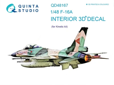 QD48167  декали  3D Декаль интерьера кабины F-16A (для модели Kinetic)  (1:48) 2000000225050