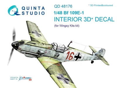 QD48176  декали  3D Декаль интерьера кабины Bf 109E-1 (Wingsy kits)  (1:48) 2000000223452