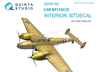 QD48192  декали  3D Декаль интерьера кабины Bf 110C/D (Dragon & Cyber-hobby)  (1:48) 4580702134358