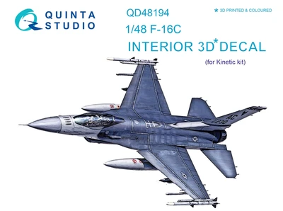 QD48194  декали  3D Декаль интерьера кабины F-16С (Kinetic)  (1:48) 4580702136895