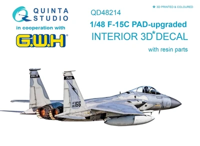 QD48214  декали  3D Декаль интерьера кабины со смоляными деталями F-15C PAD-upgraded (GWH)  (1:48) 2000002136958