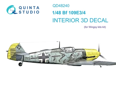 QD48240  декали   3D Декаль интерьера кабины Bf 109E-3:4 (Wingsy kits)  (1:48) 2000002158295