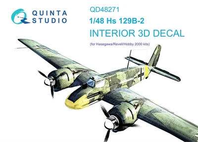 QD48271  декали  3D Декаль интерьера кабины Hs-129B-2  (Hasegawa)  (1:48) 2000002127253
