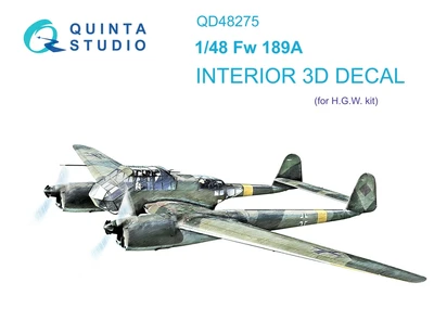 QD48275  декали  3D Декаль интерьера Fw 189A (GWH)  (1:48) 2000002053866