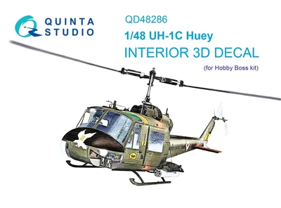 QD48286  декали  3D Декаль интерьера кабины UH-1C (HobbyBoss)  (1:48) 2000002124047