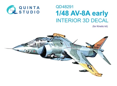 QD48291  декали  3D Декаль интерьера кабины AV-8A Early (Kinetic)  (1:48) 2000002124054