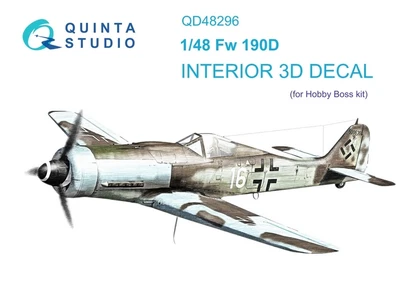 QD48296  декали  3D Декаль интерьера кабины FW 190D-9 (HobbyBoss)  (1:48) 2000002136989
