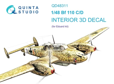 QD48311  декали  3D Декаль интерьера кабины Me-110C/D  (Eduard)  (1:48) 2000002127260