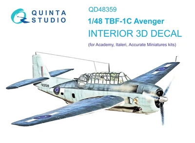 QD48359  декали  3D Декаль интерьера кабины TBF-1 Avenger (Academy)  (1:48) 2000002135050